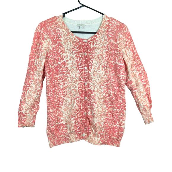 Talbots Womens Sweater Cream Blush Cardigan Button Down 100% Cotton Small - Picture 1 of 13